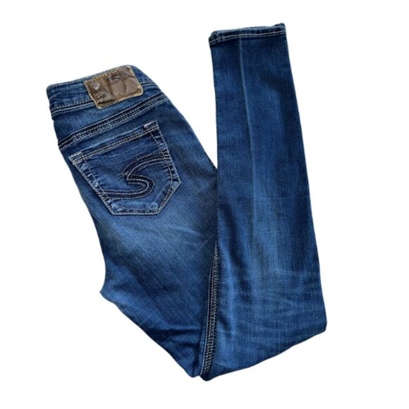 Silver Suki High Super Skinny Jeans Size 29 x 31 Dark Blue - Picture 1 of 11